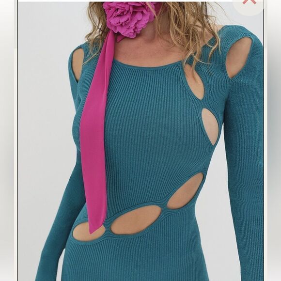 NWT For Love & Lemons Loreli Midi Dress Electric Blue Large Revolve - Picture 3 of 16